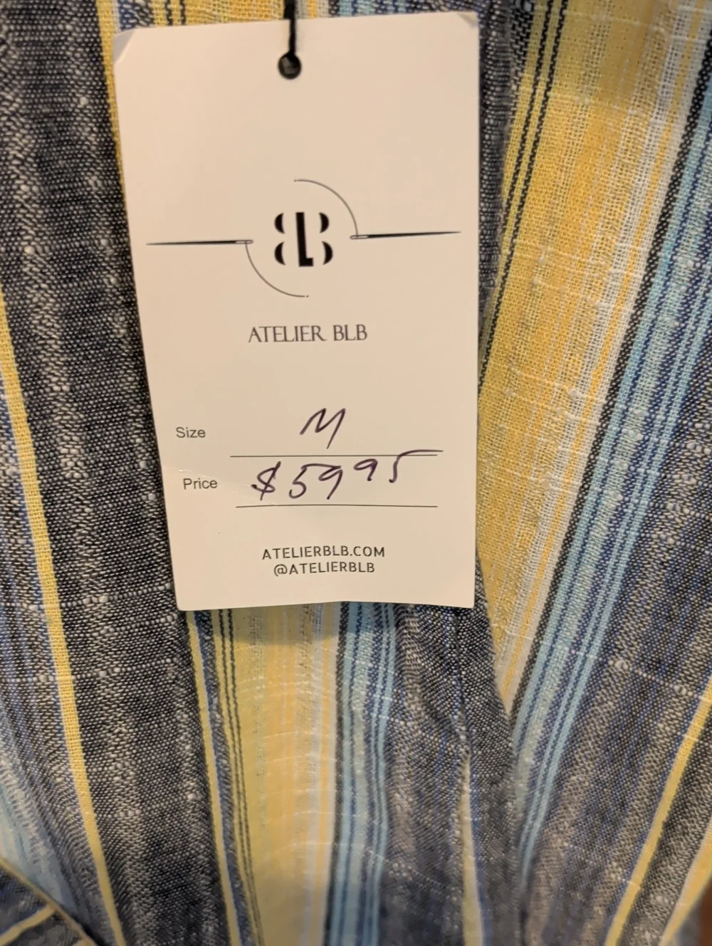 Atelier BLB Striped Hooded Swim Coverup Set in Blue and Yellow Cotton